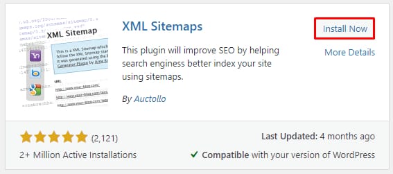 单击立即安装按钮以获取 XML 站点地图插件，