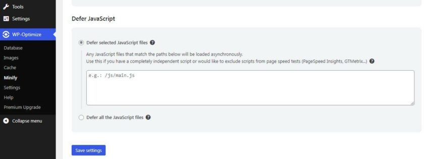 wp-optimize-defer-javascript-settings