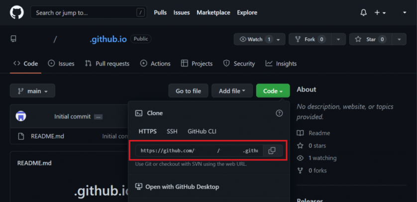 复制 GitHub 存储库的 URL。