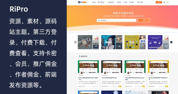 WordPress素材源码付费下载/会员制主题RiPro